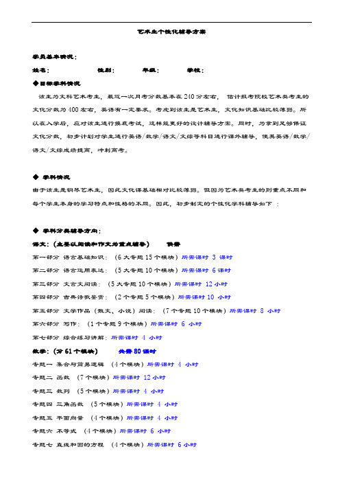 艺术生高三高考辅导方案.doc
