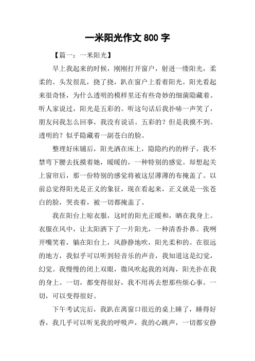 一米阳光作文800字
