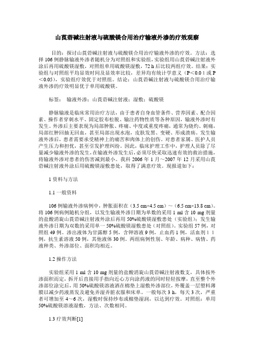 山莨菪碱注射液与硫酸镁合用治疗输液外渗的疗效观察