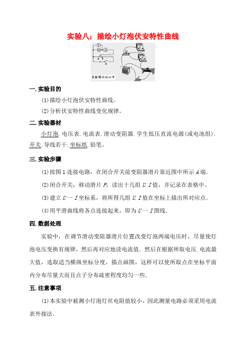 【解析版】高考物理实验专题特训(8)描绘小灯泡的伏安特性曲线