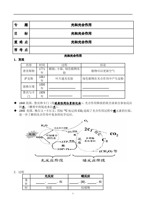 高三生物 光合作用讲义