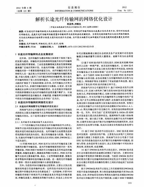 解析长途光纤传输网的网络优化设计