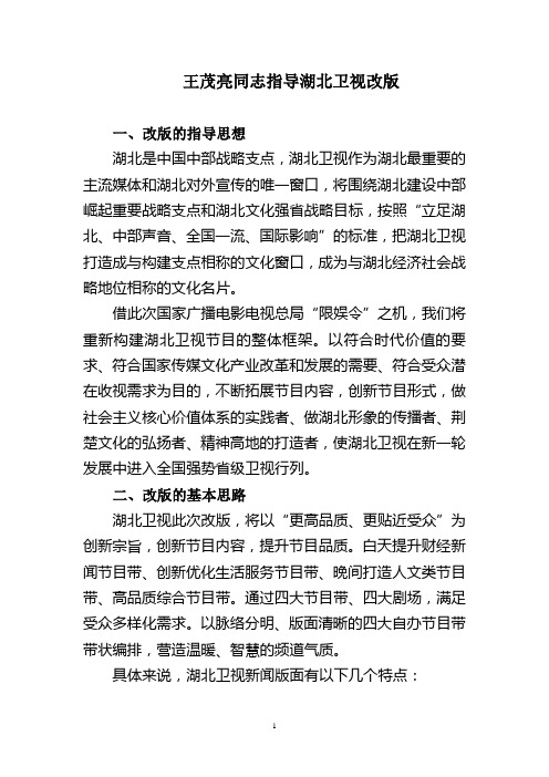 王茂亮同志指导湖北卫视改版