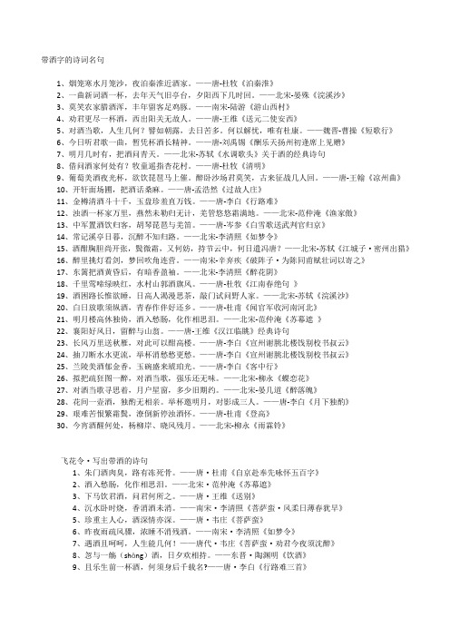 带酒字的诗词名句