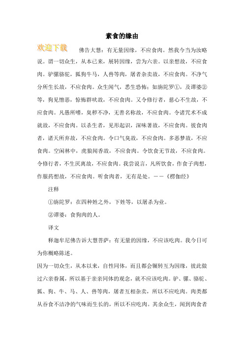 素食的缘由