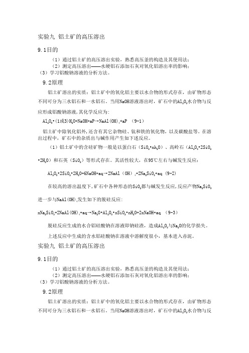 实验九 铝土矿的高压溶出