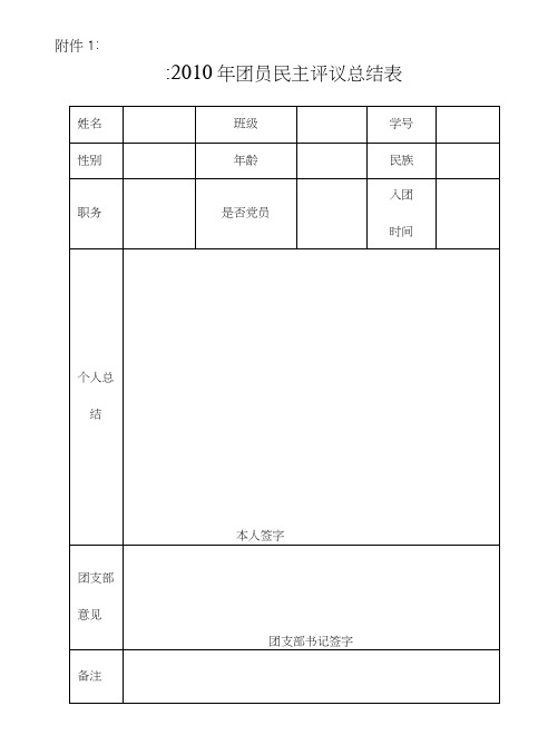 团员民主评议总结表