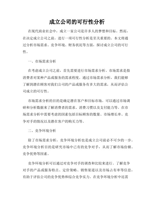 成立公司的可行性分析