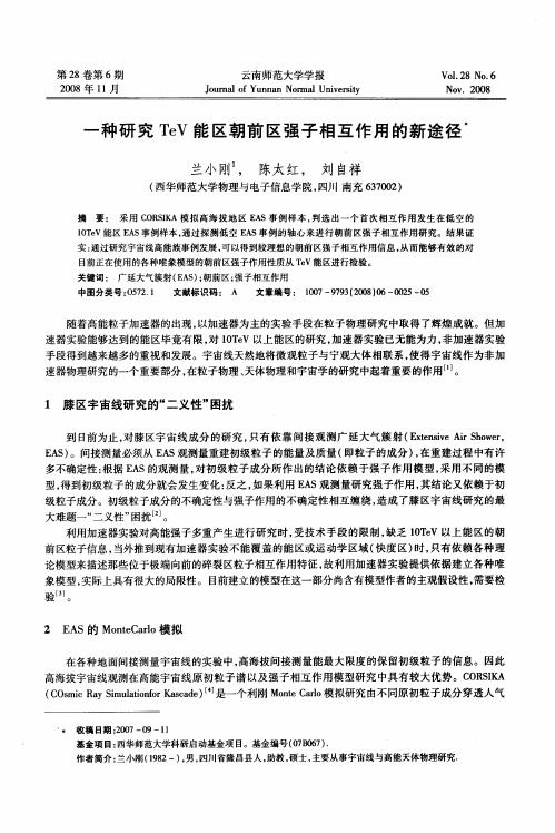 一种研究TeV能区朝前区强子相互作用的新途径