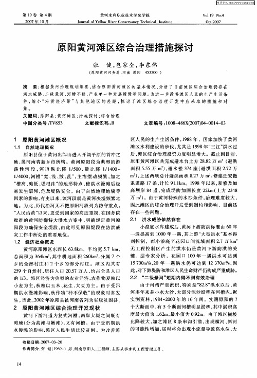 原阳黄河滩区综合治理措施探讨