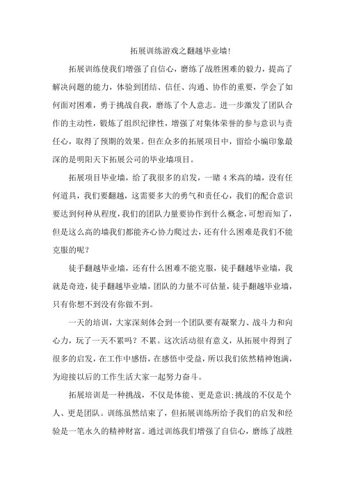 拓展训练游戏之翻越毕业墙!