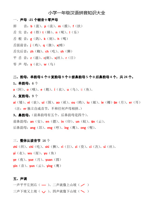 一年级拼音知识大全及每日拼读练习