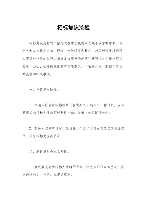 招标复议流程