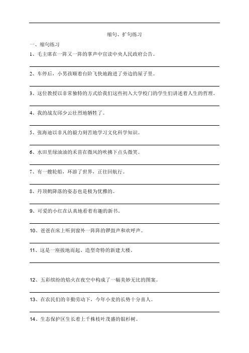 四年级语文下册习题-缩句、扩句、句式变化 部编版