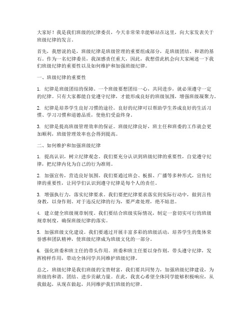 纪律委员的发言稿范文