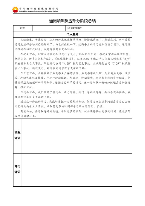 通岗培训反应部分阶段总结 (2)