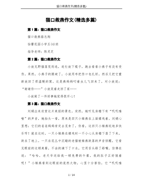 猫口救燕作文(精选多篇)