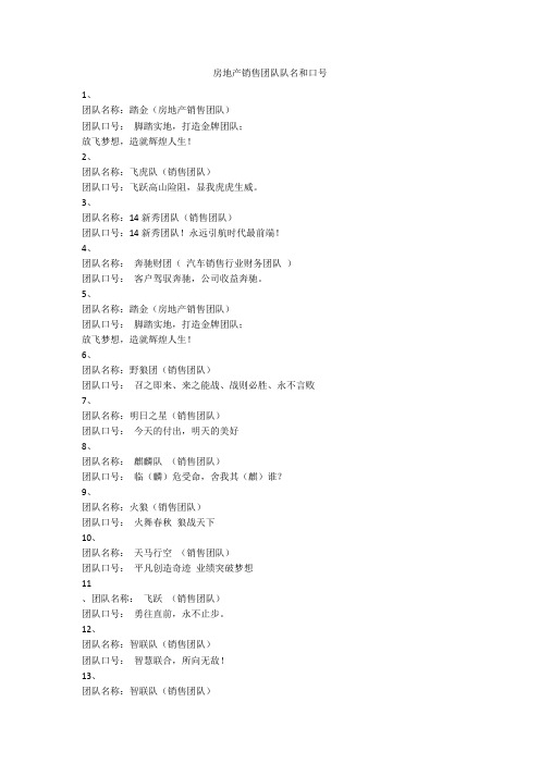 房地产销售团队队名和口号