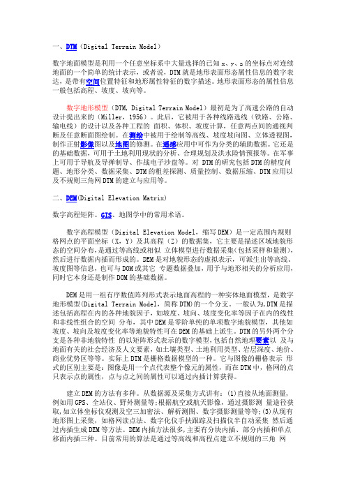 DTM DEM DSM、DOM和DLG介绍