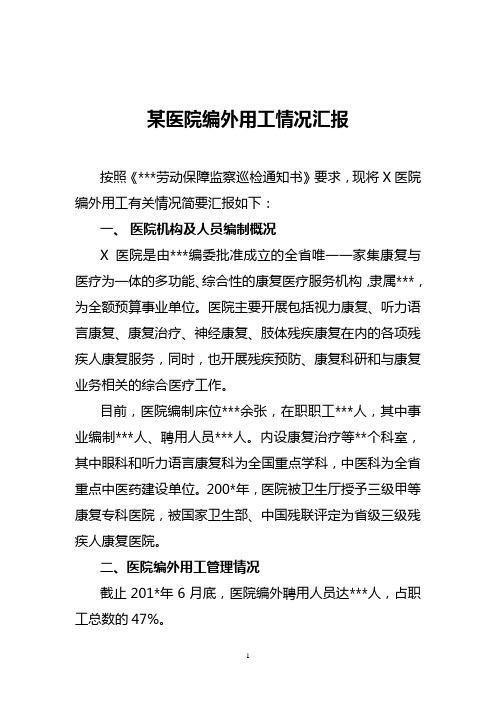 某医院编外用工情况汇报
