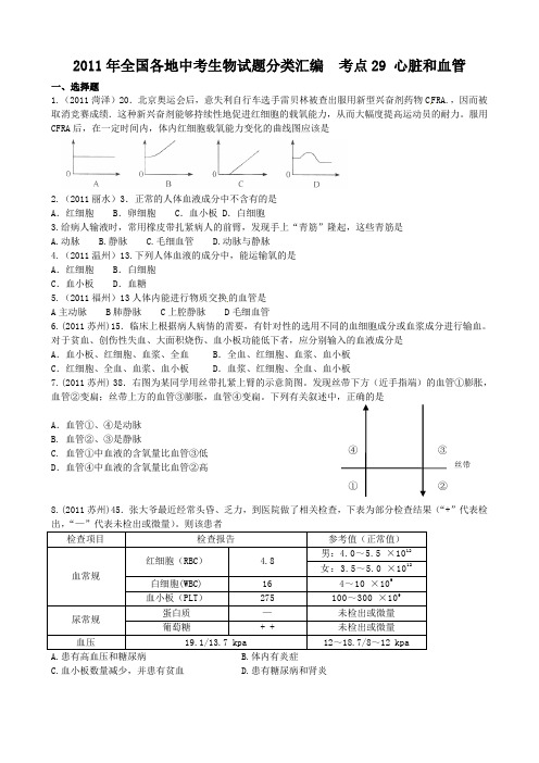 2013年生物中考试题汇编专题五生物圈中的人考点汇编