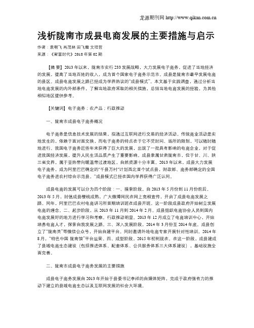 浅析陇南市成县电商发展的主要措施与启示
