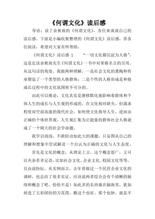 《何谓文化》读后感