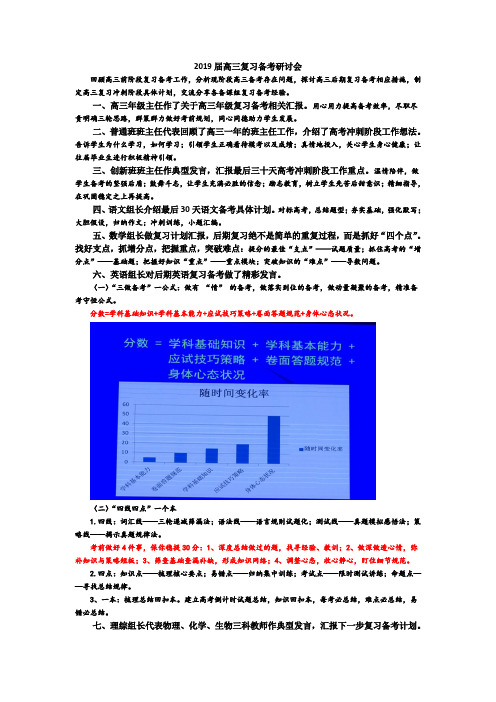 2019届高三复习备考研讨会
