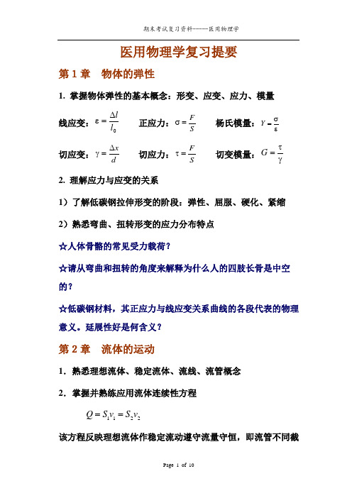 医用物理学复习提要(药学药分卫检)-2023年个人用心整理