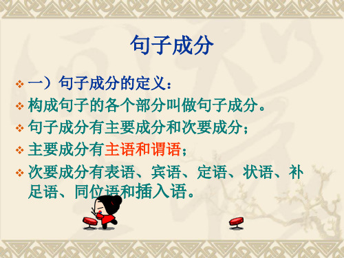 英语句子成分解释(主谓宾定状补同位插入语) (1)