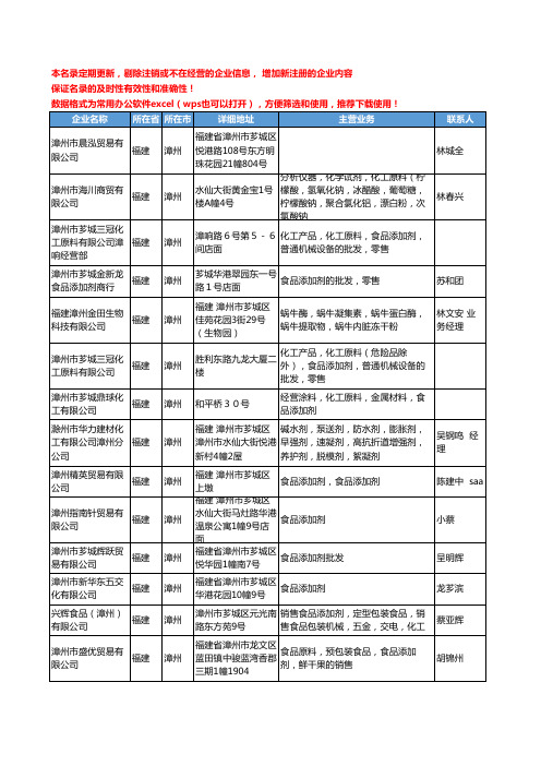 2020新版福建省漳州食品添加剂工商企业公司名录名单黄页联系方式大全31家