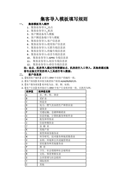 集客导入模板填写说明