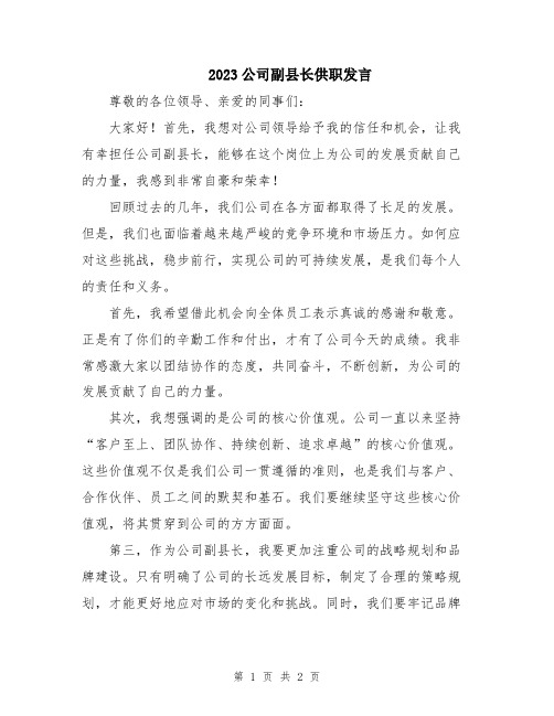 2023公司副县长供职发言