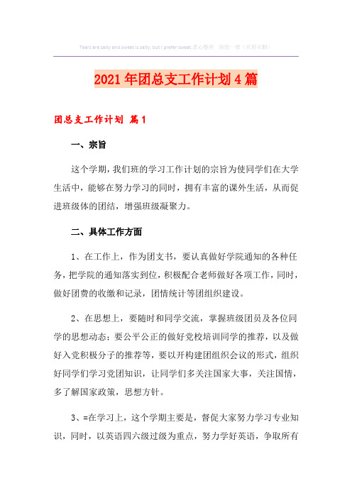 2021年团总支工作计划4篇