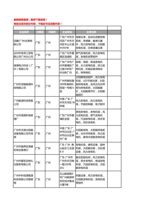 新版广东省广州风力发电机组工商企业公司商家名录名单联系方式大全19家