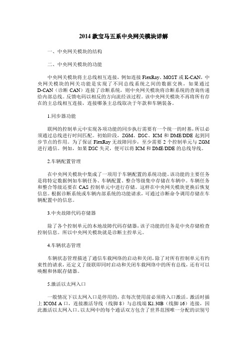 2014款宝马五系中央网关模块详解