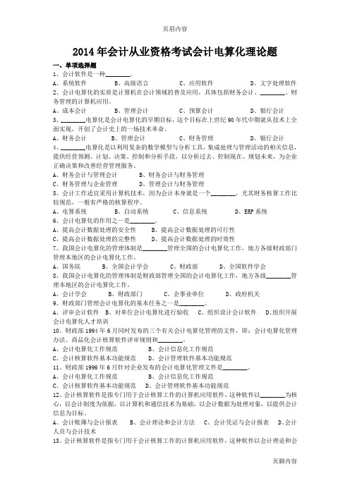 2014会计电算化理论题