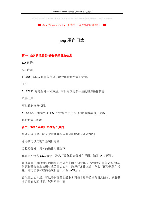 2018-2019-sap用户日志-word范文模板 (4页)