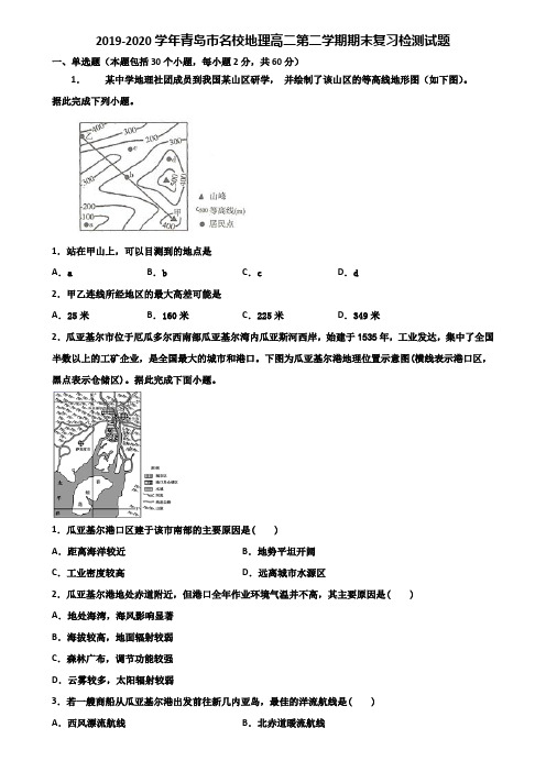 2019-2020学年青岛市名校地理高二第二学期期末复习检测试题含解析