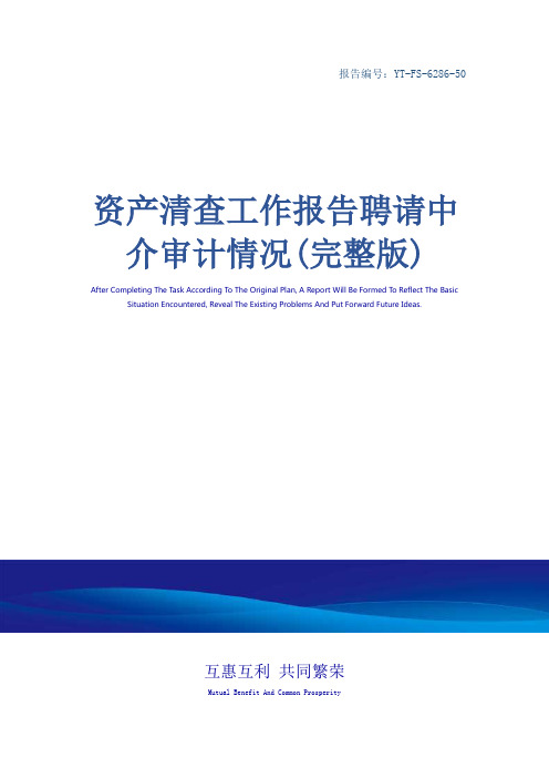 资产清查工作报告聘请中介审计情况(完整版)
