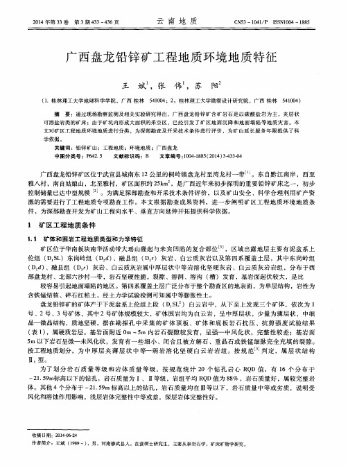 广西盘龙铅锌矿工程地质环境地质特征