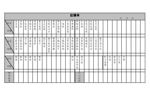 餐饮估清单