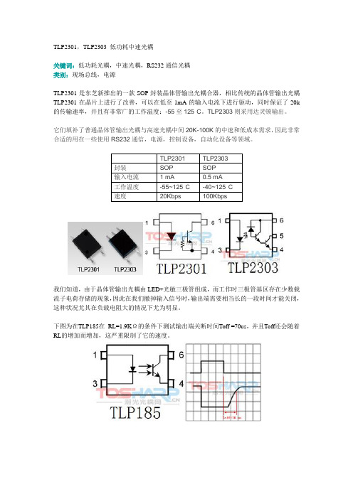 TLP2301,TLP2303 低功耗耐高温SOP封装中速光耦