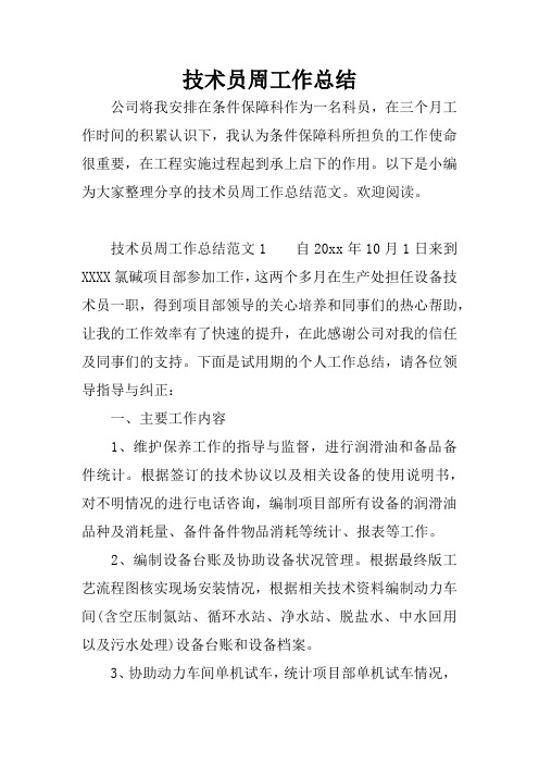 技术员周工作总结