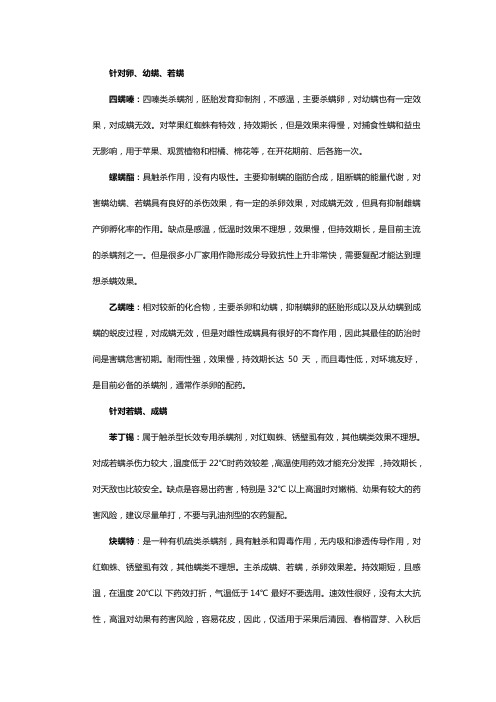 常用的杀螨剂有哪些？