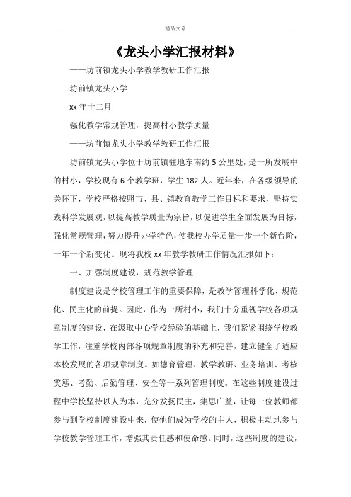 《龙头小学汇报材料》