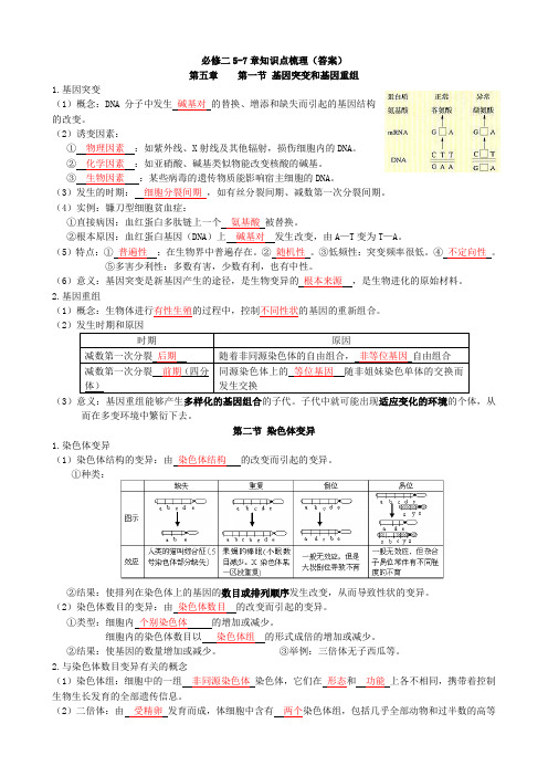 必修二5-7章知识点梳理(答案)