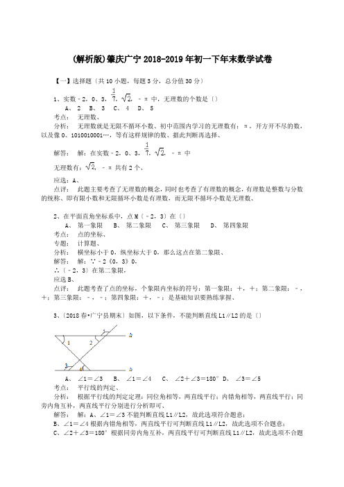 (解析版)肇庆广宁2018-2019年初一下年末数学试卷.doc