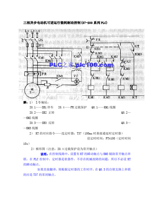 三相异步电动机可逆运行能耗制动控制(S7-200系列PLC).