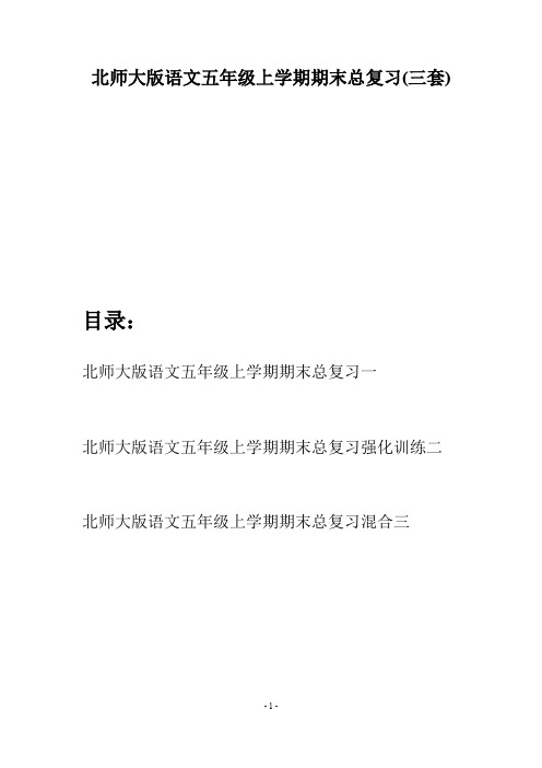 北师大版语文五年级上学期期末总复习(三套)